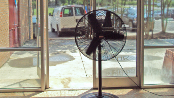 fan in door, natatorium open door, open doors for indoor pools