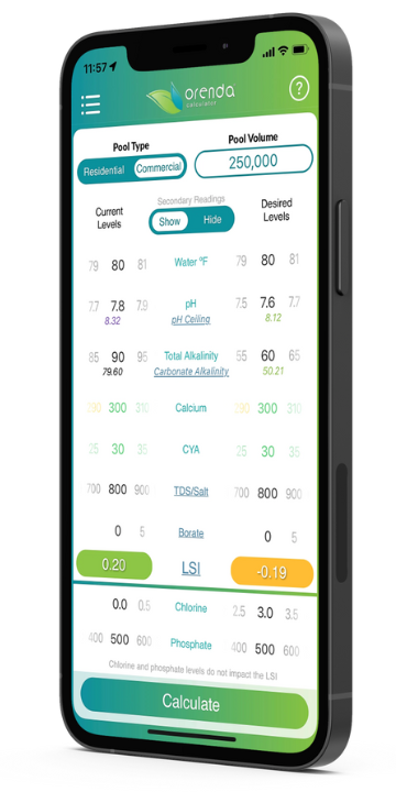 pH ceiling, commercial pool, orenda app