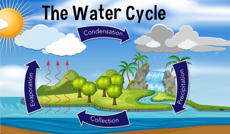 water cycle, earth water cycle, evaporation, condensation, dew point, precipitation